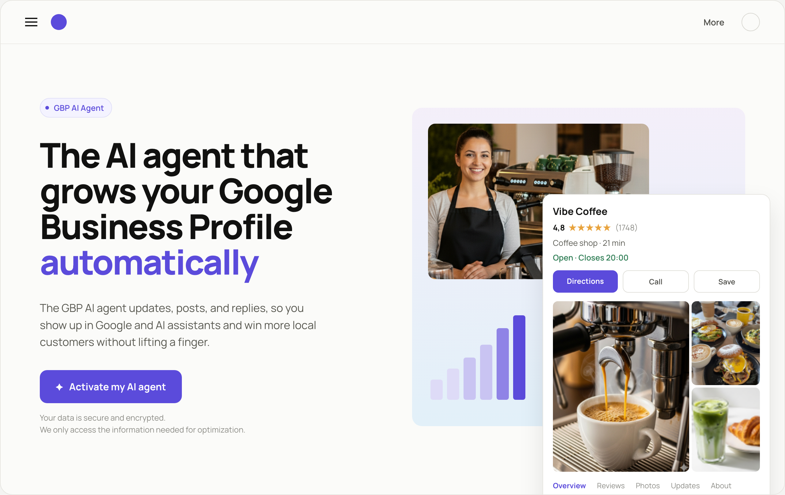 Local SEO AI Agent landing page introducing the product and its value